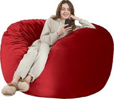 "HABUTWAY" 5 pėdų ilgio milžiniškas atminties putų maišelis "Bean Bag" su mikropluošto užvalkalu - raudonas