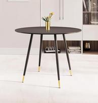 "Hallowood Furniture Finley" juodas apvalus valgomojo stalas 100 cm Mažas apvalus stalas su juodomis metalinėmis kojomis, skirtas valgomajam, pusryčiams, kavai, virtuvei, namų biurui ir kavinei