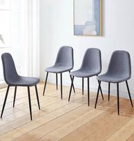 "Hallowood Furniture Cullompton" valgomojo kėdės Minkštas pilko audinio 4 valgomojo kėdžių komplektas su tvirtomis metalinėmis kojomis Juodos spalvos modernios stilingos virtuvės, namų ir restorano kėdės
