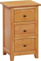 "Hallowood Furniture" siauras naktinis staliukas su 3 stalčiais - šviesaus ąžuolo lovos staliukas - medinis miegamojo šviestuvo staliukas - plona komoda svetainei ir prieškambariui