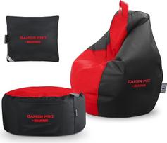 "HAPPERS Gamer Pro Gaming Bean Bag" žaidimų krepšys su atrama kojoms ir pagalvėle Raudona