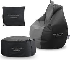 "Happers" žaidimų rinkinys Grey Gaming Bean Bag Pro + taburetė + pagalvėlė