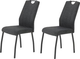 "Hela Tische", "Elif" valgomojo kėdės, virtuvės kėdės, audinys, antracitas, metalinis rėmas, 4 kojelės, pilka, atlošas su rankena, 140 kg keliamoji galia, 2 vnt.