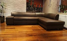 "Hermes Choco" kampinė sofa London II natūrali oda 275 x 200 cm su miego funkcija ir lovos dėže Ruda natūrali oda "Hermes Choco" kampinė sofa Didelis spalvų pasirinkimas