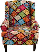 "Highdi" 2 dalių "Wing Chair" užvalkalas, fotelio užvalkalai, "Wing Chair" apsauginiai užvalkalai, elastingas tempiamas "Tiger Chair" užvalkalas su porankiu, aukšta atrama, universalus (Mandala)