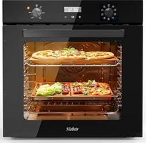 "Hobsir" 60 cm įmontuojama orkaitė su 60 l talpa, 2800 W kaitinimo galia, 9 veikimo režimais, recirkuliacijos funkcija, sukamąja rankenėle ir laikmačiu iki 120 minučių - idealiai tinka didelėms šeimoms