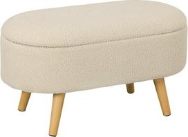 "HOMCOM Ottoman Storage Bench", paminkštintas miegamojo suolas su laikymo vieta ir dangčiu, prieškambario, svetainės, kreminės baltos spalvos