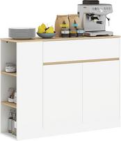 "HOMCOM Sideboard" virtuvės spintelė su stalčiais, 2 durys, reguliuojamos lentynos, skandinaviško stiliaus bufetinė spintelė, universali spintelė, komoda virtuvei, svetainei, valgomajam, 106 x 30 x 81,2 cm, balta