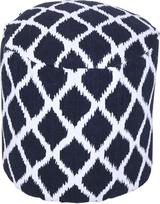 "Homescapes" Stilingo dizaino apvali pufo kojų taburetė "Ikat" mėlyna/balta 45 cm