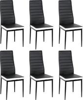 "homewell" valgomojo kėdės, 6 kėdžių rinkinys, ergonomiška nugarėlė su plieniniu rėmu, modernios PU odos restorano kėdės, paprastas ir stilingas šeimyninis rinkinys (6, juodai baltos spalvos)