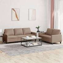 "Homgoday" 2 dirbtinės odos pagalvių rinkinys Cappuccino Sofa lova Gyvenamasis kambarys Sofa komplektas Lauko sodo lauko baldai y