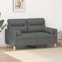 "Homgoday" 2 vietų sofa, svečių sofa, moderni sofa-lova su atlošu, porankiu, medžiaginė sofa, sėdimoji sofa su dekoratyvine pagalvėle, svetainės baldai, miegamasis, tamsiai pilka, 120 cm audinys