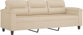 "Homgoday" 3 vietų sofa Šiuolaikinės svetainės sofos Svetainės kėdė su porankiais ir paminkštinta sėdyne Patogi mikropluošto sofa Kreminė 180 cm