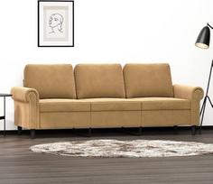 "Homgoday" 3 vietų sofa, svečių sofa, moderni sofa-lova su atlošu, porankis, medžiaginė sofa, sėdimoji sofa, sėdimieji baldai, sofa svetainei, miegamajam, ruda, 180 cm, aksomas
