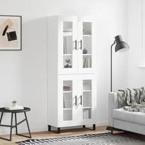 "Homgoday" aukšta komoda Stiklinė vitrina Svetainės baldai Komoda Valgomojo kambarys Virtuvės knygų spinta Fanera Balta 69,5 x 34 x 180 cm