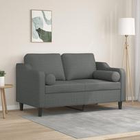 "Homgoday" dvivietė sofa su dekoratyvinėmis pagalvėlėmis, poilsio sofa, sofa, sofa moderniems svečiams, dvivietė sofa, poilsio sofa, minkštasuolis, svetainės, miegamojo, biuro baldai, tamsiai pilka, 120 cm