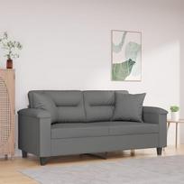"Homgoday" dvivietė sofa su pagalvėle, poilsio sofa, sofa, sofa moderniems svečiams, dvivietė sofa, poilsio sofa, svetainės baldai, miegamasis, tamsiai pilka, 140 cm, mikropluošto audinys