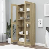 "Homgoday" stiklinė vitrina gyvenamajam kambariui "Sideboard" virtuvės biuro dokumentų spinta su 5 lentynomis 2 stiklinėmis durelėmis 82,5 x 30,5 x 185,5 cm Sonoma ąžuolas