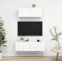 "Homgoday" televizoriaus baldų komplektas 2 dalių baltos drožlių plokštės TV spintelė TV spintelė Kavos staliukas TV stovas gyvenamajam kambariui