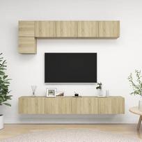 "Homgoday" televizoriaus rinkinys 5 dalių "Sonoma" ąžuolo drožlių plokštės TV spintelė TV spintelė Kavos staliukas Svetainės staliukas TV stovas svetainei