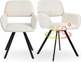 "Homy Casa" valgomojo kėdės 360 Swivel Fabric Upholstered Ergonominė biuro kėdė su porankiais ir metalinėmis kojomis, skirta namų studijoms Svetainė Virtuvė Valgomasis kambarys Smėlio ir ąžuolo mediena 2