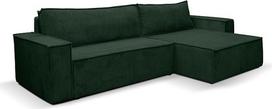 "Hugo XL" kampinė sofa su miego funkcija ir lovos dėže, velvetinio audinio sofa lova, kampinė sofa, žalia
