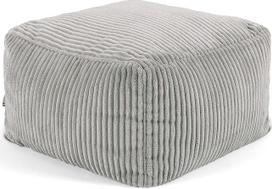 "Icon Amara" taburetė, pilka, pūkuotas virvės audinys, "Bean Bag Corduroy", "Pouf" taburetė su užpildu, kojų taburetė svetainei, dekoratyvinis svetainės kambarys