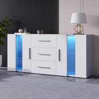 "Idemon" stalčių komoda Stovinti spintelė Sandėliavimo spintelė TV spintelė Lowboard su 16 spalvų šviestuvais Valgomasis kambarys Svetainė 140 x 35 x 70 cm