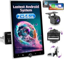 "Inefala Android 15" automobilinis radijas 1 DIN "CarPlay" su ekranu (2 + 64G) 10,4 colio sukamas jutiklinis ekranas Stereo automobilis "Bluetooth" su belaidžiu "Android" automobilio veidrodžio ryšiu FM RDS GPS WiFi USB atbulinės eigos kamera