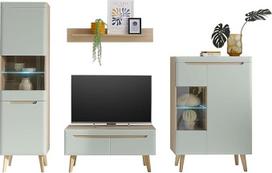 "Isgard" pistacijų matinės spalvos ir "Scandi" ąžuolo "Living" derinys, skandinaviškas 4 dalių 290 x 197 cm