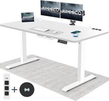 "JUMMICO" reguliuojamo aukščio rašomasis stalas su belaidžio įkrovimo stotele ir euro lizdu su USB, reguliuojamo aukščio elektrinis stovimasis stalas, stovimasis stalas (baltas, 140 x 70 cm)