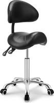 "Kaleurrier Saddle Stool" Reguliuojamas aukštis su ratukais Sunkiasvorė taburetė Ergonomiška taburetė laboratorijai, klinikai, odontologui, salonui, masažui, biurui, namams, su atlošu (juoda)