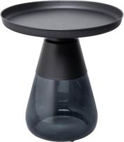 "Kare Bottiglia" dūmų dizaino staliukas, juodas, 50 cm skersmens, prabangus modernus dizainas, apvalus, lengvas, kavos staliukas, svetainės staliukas, plieninis stalviršis, spalvotas stiklas, 52 x 50 x 50 cm (V x Š x Š x K)