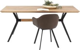 "Kare Design Downtown" stalas, rudos spalvos, 4-6 asmenų, valgomojo stalas iš medžio masyvo, didelis valgomojo kambario stalas, skandinaviškas stilius, minimalistinis audinys, alyvuotas ąžuolo medis, plieninis rėmas, universalus, 78 x 90 x 180 cm (V x Š x