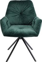 "Kare Mila" dizainerio fotelis Valgomojo kambario kėdė Velvet Look Plieninės kojos Rankų darbo 89 x 60 x 65 cm (H x Š x D) Žalia