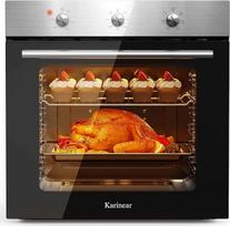 "Karinear" 60 cm įmontuojama orkaitė su mygtukiniu valdymu, 60 cm įmontuojamas orkaitės įrenginys su 6 programomis, 50-250 °C, su nerūdijančio plieno plokšte, įmontuojama orkaitė su kištuku, 2200 W, 220-240 V, 60 L, sidabrinė