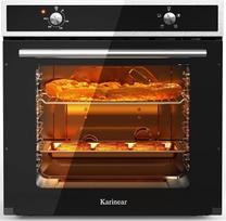 "Karinear" 60 cm įmontuojama orkaitė su sukamąja rankenėle, 60 x 60 cm įmontuojama orkaitė su 4 programomis, 50-250 °C su grūdinto stiklo plokšte, įmontuojama orkaitė su kištuku, 2200 W, 65 l