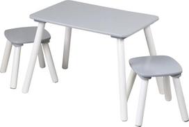 "Kesper" vaikiškas stalas su 2 kėdutėmis, FSC® sertifikuota medienos plaušų plokštė ir pušies mediena, stalo matmenys: 58 x 38 x 43,5 cm, kėdžių matmenys: 24 x 24 x 25 cm, spalva: pilka, balta | 1770813