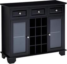 "Kings" prekės ženklo baldai "Buffet Server Sideboard Cabinet" su vyno saugykla Juoda