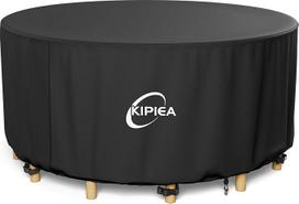 "Kipiea" sodo baldų dangtis, apvalus, atsparus žiemai, 420D Oksfordo audinys, sodo stalo dangtis, apvalus, atsparus vandeniui, brezentas sodo baldams ir sodo stalams, atsparus vėjui, apsaugantis nuo UV spindulių, atsparus plyšimui (skersmuo 183 x 71 cm)