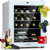 "Klarstein Shiraz" laisvai pastatomas vyno šaldytuvas, nedidelis gėrimų šaldytuvas vynui, prosecco ir alui, 1 zonos vyno šaldytuvas su stiklinėmis durimis ir jutikliniu valdymo pultu, nedidelis šaldytuvas, 5-18 °C, 16 butelių