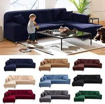 "L" formos šezlongas sofos dangtelis Gyvenamasis kambarys kampinė sofa Slipcover poliesterio elastinga sofos apsauga (tamsi kava, A-A dalis 145-190 cm)