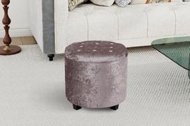 "La Maison" apvali aksominė taburetė "Ottoman Storage Seat" tualetinio staliuko kėdė su dangčiu (sutrintas aksomas, rausvai rožinė)