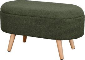 "La Maison" didelis "Boucle Ottoman" sandėliavimas Gyvenamasis kambarys prieškambario suolas taburetė Teddy Nuimamas dangtis Stilingas praktiškas kojos pufas Medinės kojos Šalavijų žalia Didelis suolas