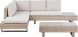 "Lanciano" modernus rotango svetainės sodo baldų komplektas "Beige Cream White", skirtas 5 asmenims