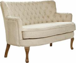 "Loberon" sofa "Calgary Soft Boucle Cover Classic Chesterfield" dizainas Stilingas derliaus išvaizda Nostalgiškas vaizdas Sofos sėdimieji baldai Pelenų poliesteris Smėlio spalvos