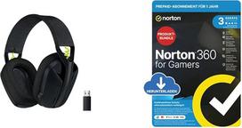 "Logitech G 435 Lightspeed" belaidės "Bluetooth" žaidimų ausinės - juodos + "Norton 360 Gamers 2026" 3 įrenginiams