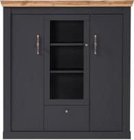 "Lomadox Highboard Sideboard" / aukšta komoda "Country House" antracito spalvos su "Wotan" ąžuolo Nb. Plotis x aukštis x gylis Apie 141 x 146 x 45 cm