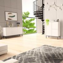 "Lomadox" svetainės kambario komplektas 2 dalių svetainės kambario spinta Svetainės baldai Svetainės spintos Modernios matinės baltos spalvos su frezuotais priedais