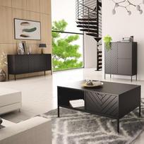 "Lomadox" svetainės kambario komplektas 3 dalių svetainės kambario spinta Svetainės baldai Svetainės spintos Modernios juodos matinės spalvos su frezuotais priedais